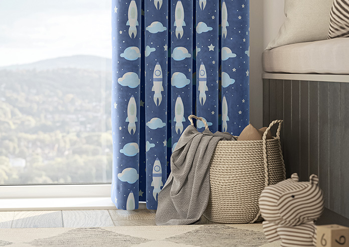 Blast Off, Celestial Blue - Made to Measure Curtains - Image 5